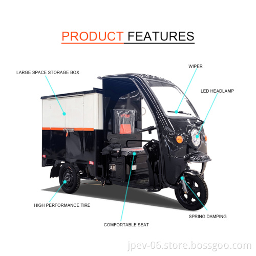 JINPENG 3 Wheel Electric Tricycle Triciclo Electrico for Cargo with Large Cargo Box for Exp